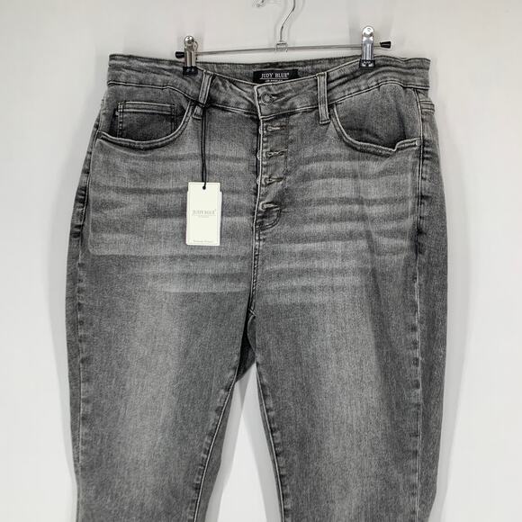 Judy Blue Women Full Size Button Fly High Waist Cuffed Capris 24 Gray Denim 23 - Picture 6 of 15